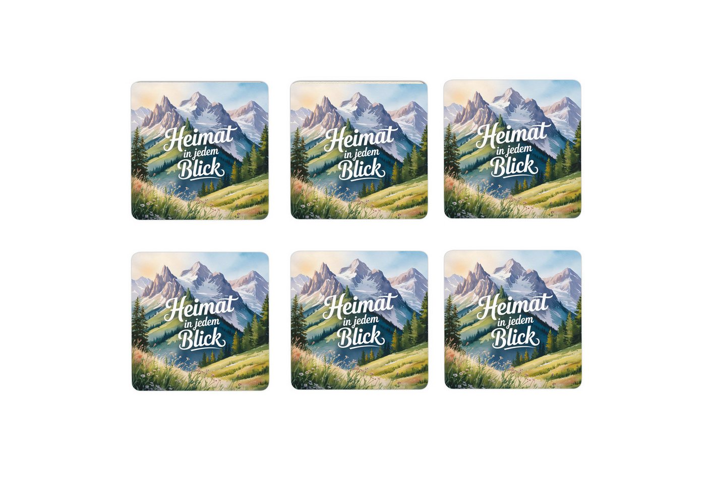 speecheese Glasuntersetzer Allgäu Alpenpanorama 6er Set Untersetzer aus Holz Heimat in jedem von speecheese