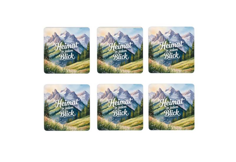 speecheese Glasuntersetzer Allgäu Alpenpanorama 6er Set Untersetzer aus Holz Heimat in jedem von speecheese