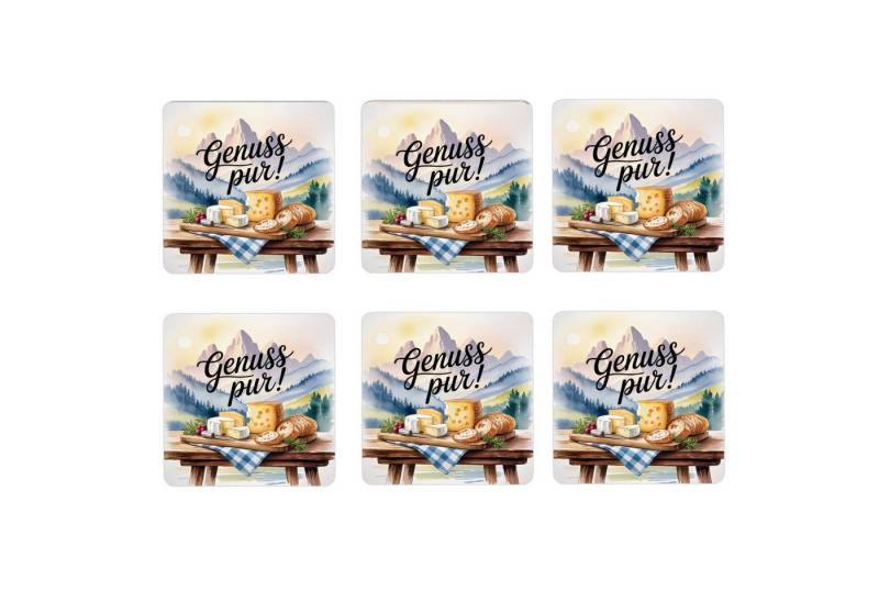 speecheese Glasuntersetzer Allgäu Käsebrett 6er Set Untersetzer aus Holz - Genuss pur! von speecheese
