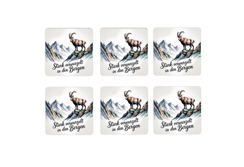 speecheese Glasuntersetzer Allgäu Steinbock 6er Set Untersetzer aus Holz Stark verwurzelt in den von speecheese