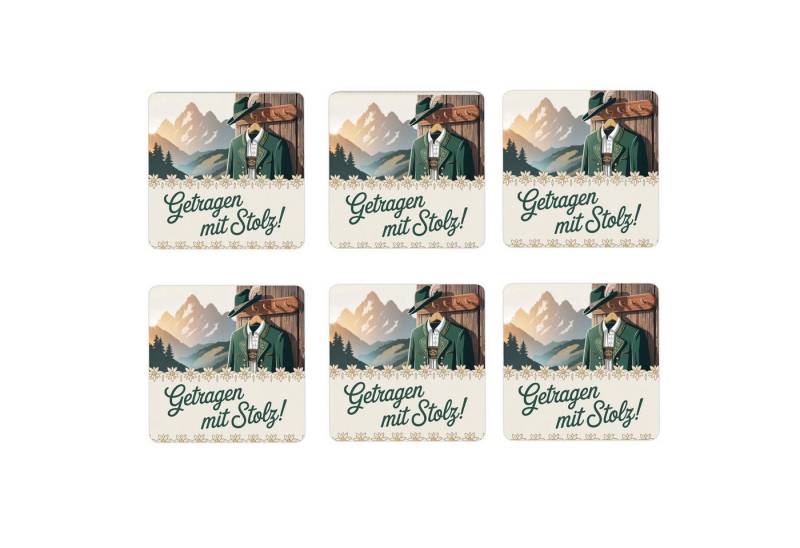 speecheese Glasuntersetzer Allgäu Tracht 6er Set Untersetzer aus Holz - Getragen mit Stolz! von speecheese
