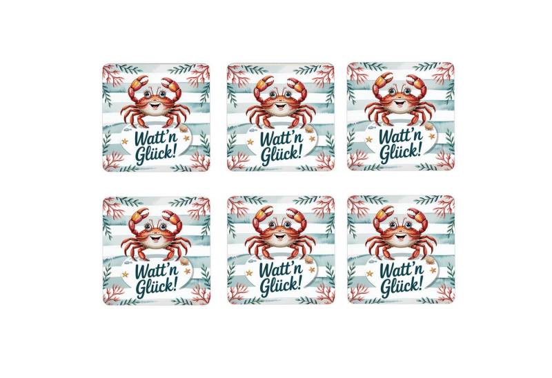 speecheese Glasuntersetzer Krabbe im 6er Set - Watt’n Glück! von speecheese