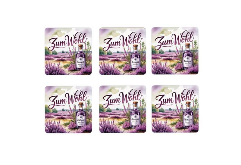 speecheese Glasuntersetzer Lüneburger Heide Heidegeist 6er Set Untersetzer aus Holz - Zum Wohl von speecheese