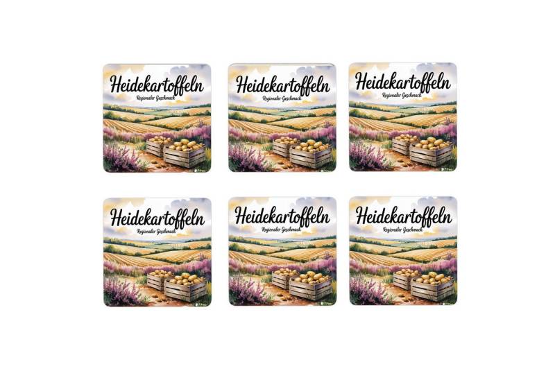 speecheese Glasuntersetzer Lüneburger Heide Heidekartoffeln 6er Set Untersetzer aus Holz von speecheese