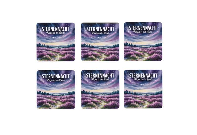 speecheese Glasuntersetzer Lüneburger Heide bei Nacht 6er Set Untersetzer aus Holz Magie in der von speecheese