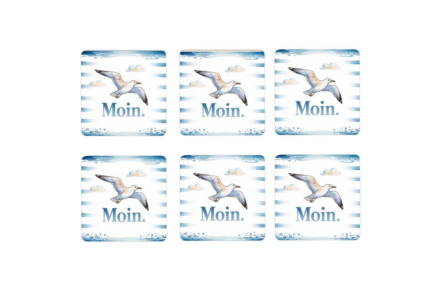 speecheese Glasuntersetzer Möwe 6er Set Untersetzer aus Holz - Moin. von speecheese