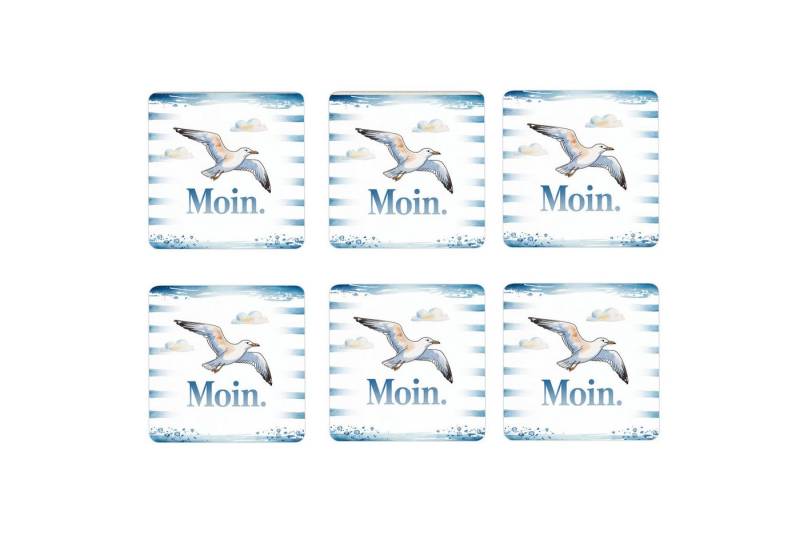 speecheese Glasuntersetzer Möwe 6er Set Untersetzer aus Holz - Moin. von speecheese