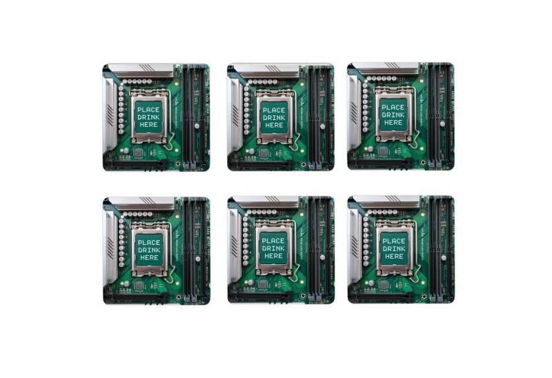speecheese Glasuntersetzer Motherboard Hauptplatine 6er Set Untersetzer aus Holz PLACE DRINK von speecheese