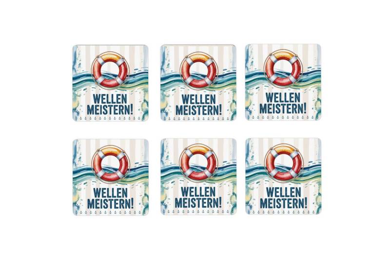 speecheese Glasuntersetzer Rettungsring 6er Set Untersetzer aus Holz - Wellen meistern! von speecheese