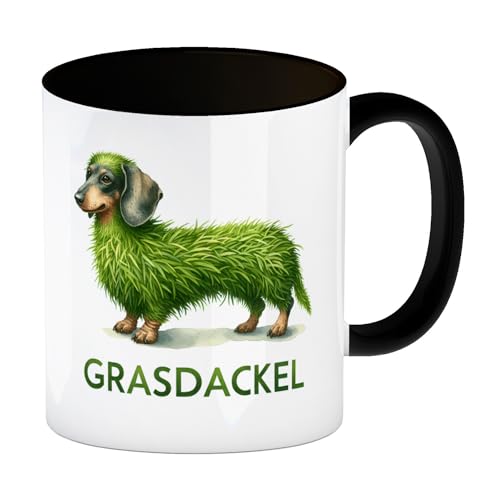 speecheese Grasdackel schwäbischer Dialekt Kaffeebecher in schwarz Schwäbischer Dialekt Kaffeebecher in schwarz ideal für Schwaben und BW-Liebhaber mit Dackel Hundemotiv im Fell-Design von speecheese