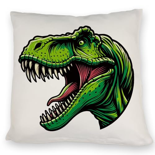 speecheese Grüner T-Rex Dinosaurier Kissen Dinosaurier KuschelKissen prähistorischer grüner T-Rex Tyrannosaurus mit großem Maul Zähne - Deko für Kinder von speecheese