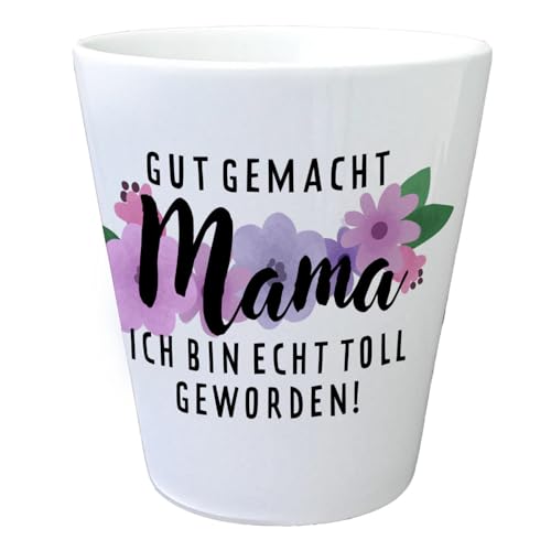 speecheese Gut gemacht Mama Blumentopf mit Spruch Ich Bin echt toll geworden EIN bunter Pflanztopf für den Balkon Muttertag Motiv Muttertagsgeschenk Muttertag Übertopf Spruch Dankschön von speecheese