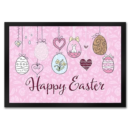 speecheese Happy Easter Ostern Fußmatte in 35x50 cm mit Ostereier-Motiv in rosa als schöne Frühlings- oder Osterdekoration für Haus und Garten und um deinen Besuch willkommen zu heißen speecheese Happy Easter Ostern Fußmatte in 35x50 cm mit Ostereier-Motiv in rosa als schöne Frühlings- oder Osterdekoration für Haus und Garten und um deinen Besuch willkommen zu heißen von speecheese