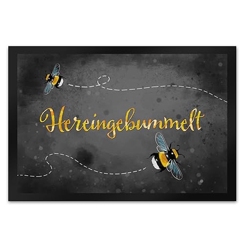 speecheese Hereingebummelt Hummel Fußmatte XL in 40x60 cm in grau Türvorleger für den Frühling Hauseingang Terrasse Hummeln niedlich von speecheese