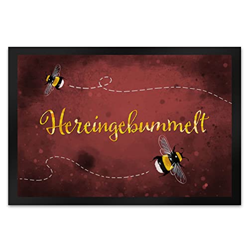 speecheese Hereingebummelt Hummel Fußmatte XL in 40x60 cm in rot Türvorleger für den Frühling Hauseingang Terrasse Hummeln niedlich von speecheese