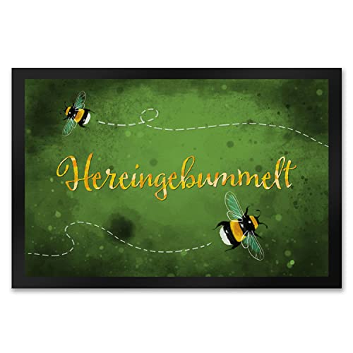 speecheese Hereingebummelt Hummel Fußmatte XXL in 50x75 cm in grün Türvorleger für den Frühling Hauseingang Terrasse Hummeln niedlich von speecheese