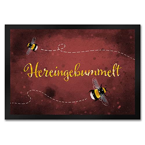 speecheese Hereingebummelt Hummel Fußmatte in 35x50 cm in rot Türvorleger für den Frühling Hauseingang Terrasse Hummeln niedlich von speecheese