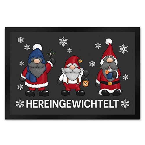 speecheese Hereingewichtelt Weihnachtswichtel Fußmatte XL in 40x60 cm in grau als schöne Begrüßung für den Türeingang zu Weihnachten und der Winterzeit von speecheese