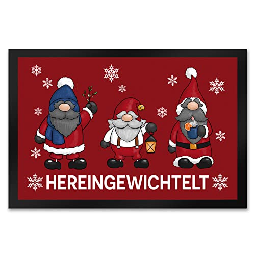 speecheese Hereingewichtelt Weihnachtswichtel Fußmatte XXL in 50x75 cm in rot als schöne Begrüßung für den Türeingang zu Weihnachten und der Winterzeit von speecheese