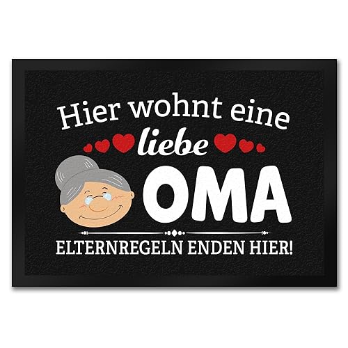 speecheese Hier wohnt eine Liebe Oma Fußmatte in 35x50 cm als schöne Dekoration für den Türeingang deiner Lieblings Oma, wo Elternregeln Enden von speecheese