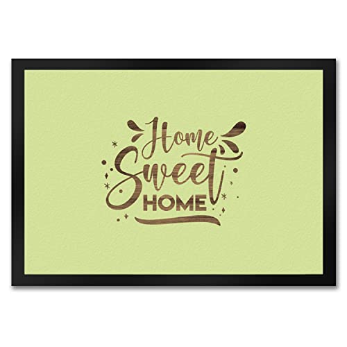 speecheese Home Sweet Home Fußmatte in 35x50 cm mit gelbgrünem Hintergrund EIN bunter Türvorleger für die Eingangstür Zuhause Fußabtreter Familie Türmatte Liebe dekorativ von speecheese