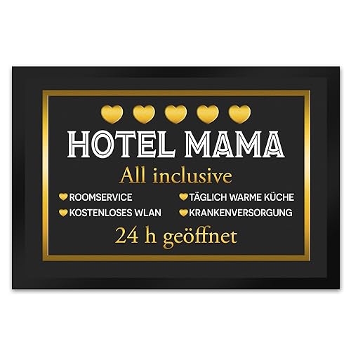 speecheese Hotel Mama - All Inclusive Fußmatte XL in 40x60 cm als schöne und lustige Geschenkidee zum Muttertag oder Geburtstag für Deine Liebe Mama von speecheese