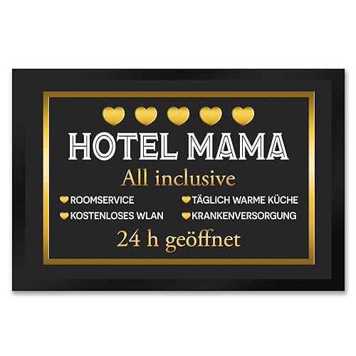 speecheese Hotel Mama - All Inclusive Fußmatte XXL in 50x75 cm als schöne und lustige Geschenkidee zum Muttertag oder Geburtstag für Deine Liebe Mama von speecheese