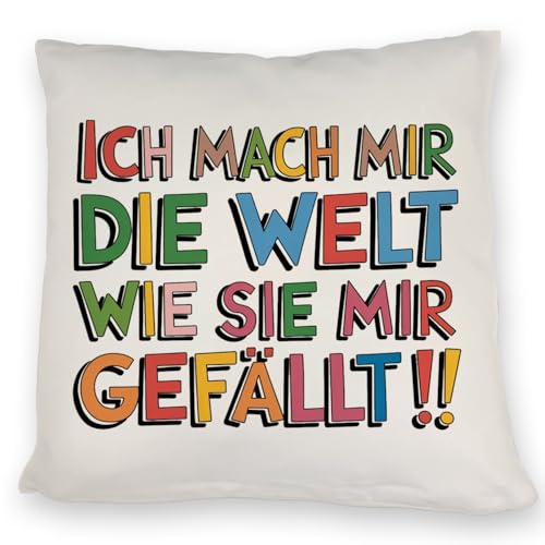 speecheese Ich mach Mir die Welt wie sie Mir gefällt Kissen lustiges SofaKissen mit Spruch für Fans von Pippi Langstrumpf von speecheese