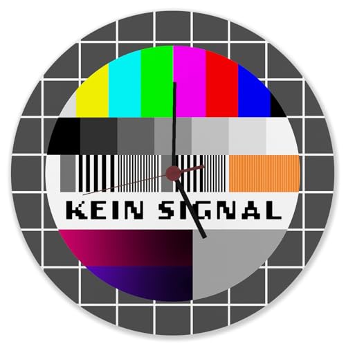 speecheese Kein Signal Störsignal Testbild Wanduhr aus Alu Witzige Störbild Uhr mit fehlender Uhrzeit Störbild Fernsehen als Coole Deko für Dein Zockerzimmer oder im Fernsehzimmer Meme von speecheese