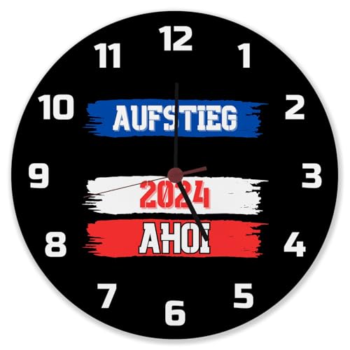 speecheese Kiel AHOI Wanduhr aus Alu mit Spruch Aufstieg 2024 Maritimer Hafen-Chic Stadt-Wappen Design Fußball-Aufsteiger 2024 Schleswig-Holstein Stolz von speecheese