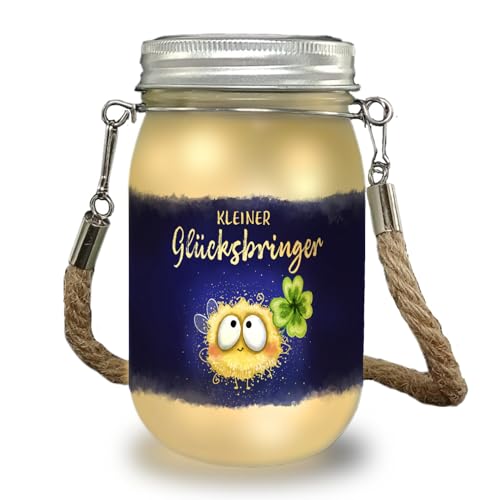 speecheese Kleiner Glücksbringer Solarlicht mit Glühwürmchen ein niedliches Licht für die Terrasse Glühwürmchen Dekolicht Einmachglas Glück Kleeblatt Frauen Dekolampe Solar Lampe von speecheese