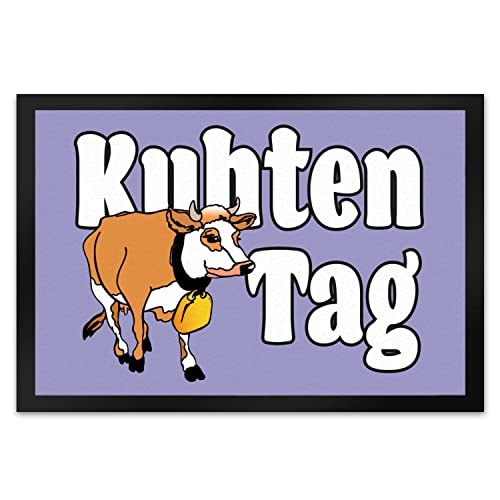 speecheese Kuhten Tag Fußmatte XL in 40x60 cm in lila mit Kuh zum Thema Bauernhof besonderer Fußabtreter um den Hausflur zu dekorieren für Liebhaber von Kuh Milch Bauer Willkommen von speecheese