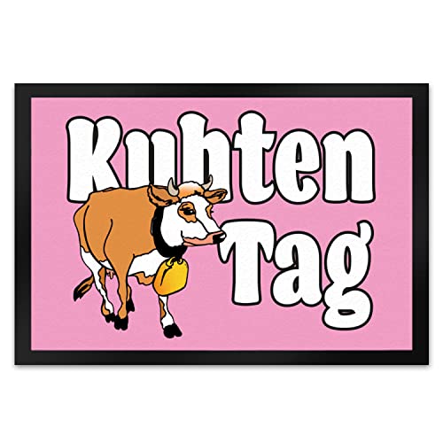 speecheese Kuhten Tag Fußmatte XL in 40x60 cm in pink mit Kuh zum Thema Bauernhof besonderer Fußabtreter um den Hausflur zu dekorieren für Liebhaber von Kuh Milch Bauer Willkommen von speecheese