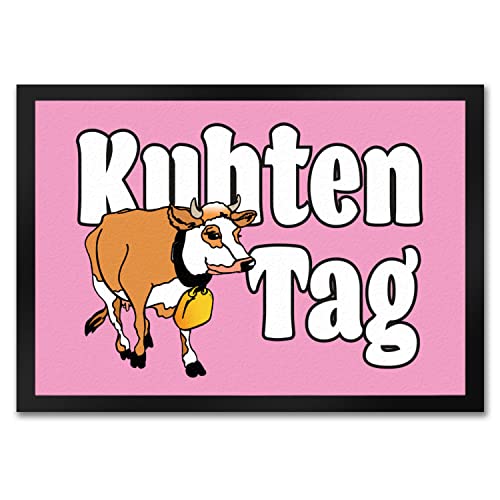 speecheese Kuhten Tag Fußmatte in 35x50 cm in pink mit Kuh zum Thema Bauernhof besonderer Fußabtreter um den Hausflur zu dekorieren für Liebhaber von Kuh Milch Bauer Willkommen von speecheese