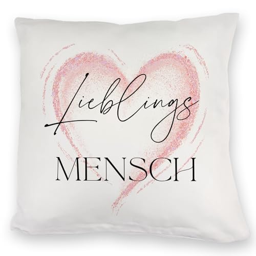 speecheese Lieblingsmensch Kuschelkissen in rosa Valentinstag für Ehefrau Kuschelkissen mit Herz Ehe DekoKuschelkissen Motiv romantische Liebesbotschaft bedrucktes Frau KuschelKuschelkissen von speecheese