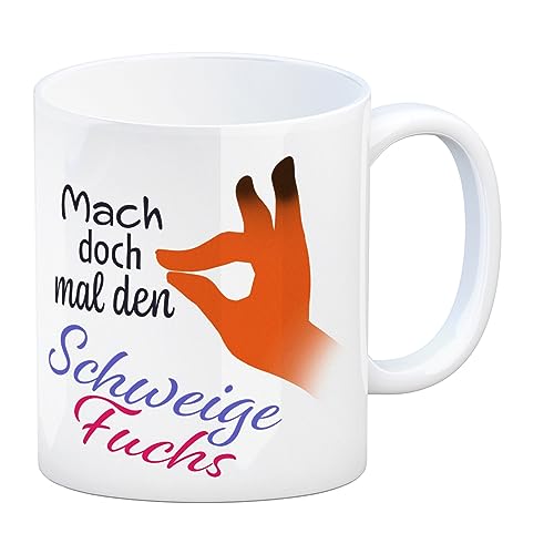 speecheese Mach doch mal den Schweigefuchs Kaffeebecher mit lustigem Schweigefuchs Motiv von speecheese