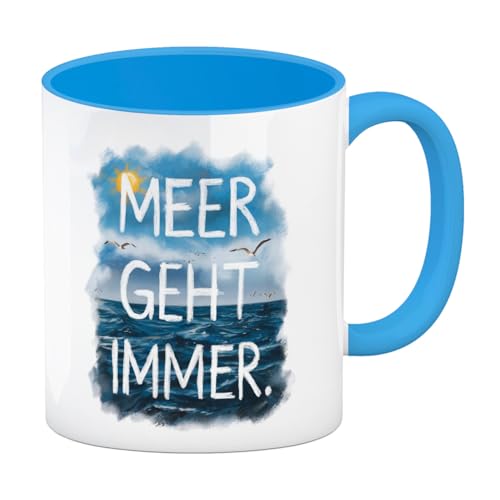 speecheese Meer geht immer Kaffeebecher in hellblau Aquarell Design Perfekt für Meerliebhaber im Büro - Aquarellspruch speecheese Meer geht immer Kaffeebecher in hellblau Aquarell Design Perfekt für Meerliebhaber im Büro - Aquarellspruch von speecheese