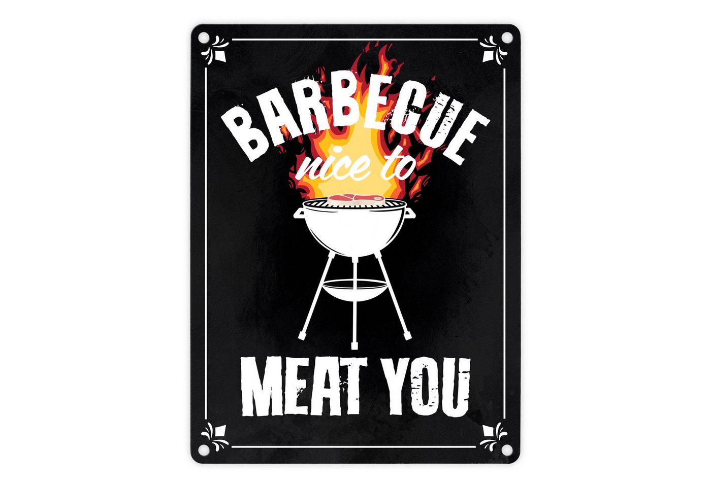 speecheese Metallschild Barbecue - nice to meat you Metallschild in 15x20 cm mit Grill von speecheese