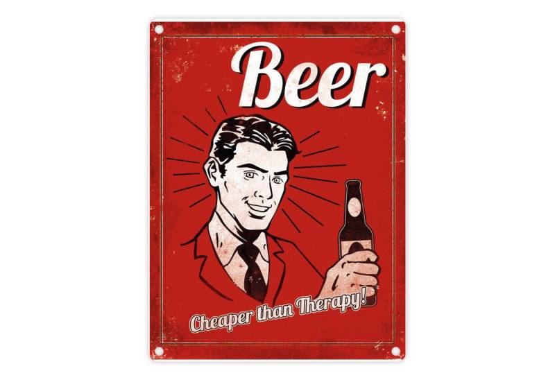 speecheese Metallschild Beer cheaper than therapy Schild Blechschild Aluminiumschild von speecheese