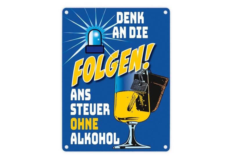 speecheese Metallschild Bierglas und Autoschlüssel Metallschild in 15x20 cm zum Thema don't von speecheese