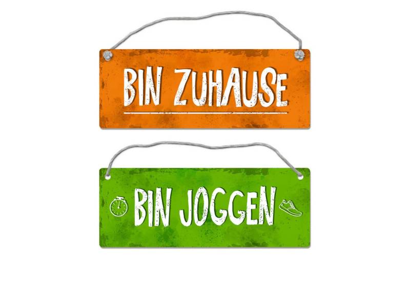 speecheese Metallschild Bin joggen Zuhause Wendeschild mit Kordel Schild Türschild Türhänger von speecheese