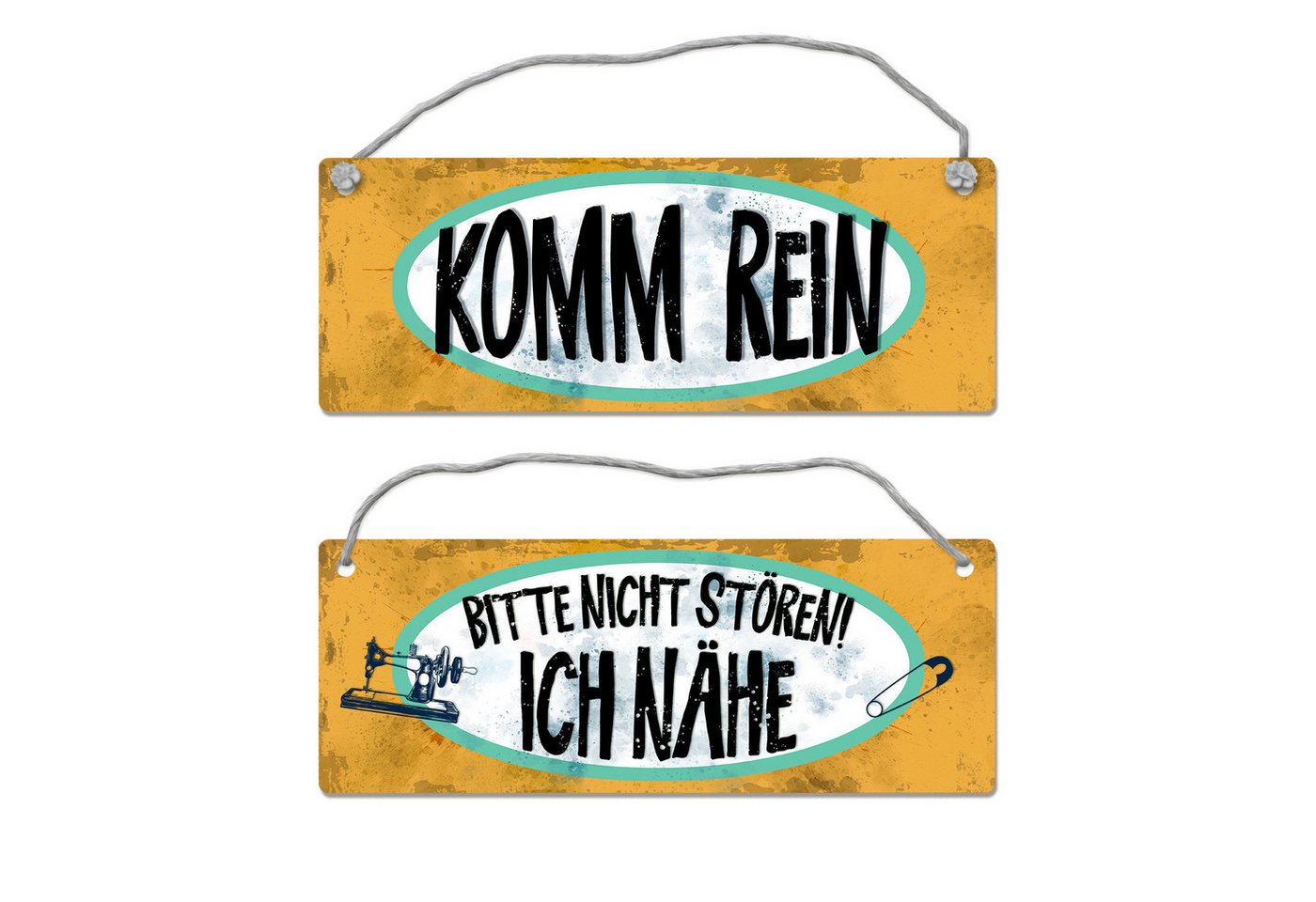 speecheese Metallschild Bitte nicht stören ich nähe Wendeschild mit Kordel Schild Türschild von speecheese