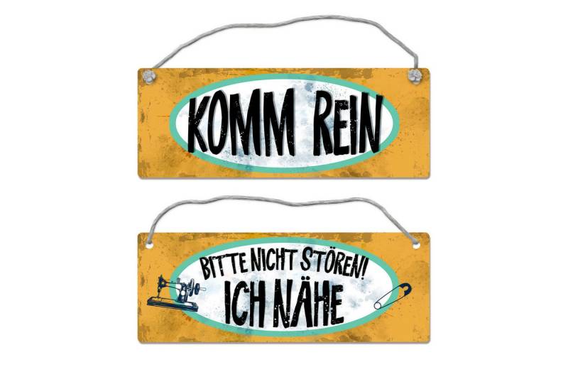 speecheese Metallschild Bitte nicht stören ich nähe Wendeschild mit Kordel Schild Türschild von speecheese