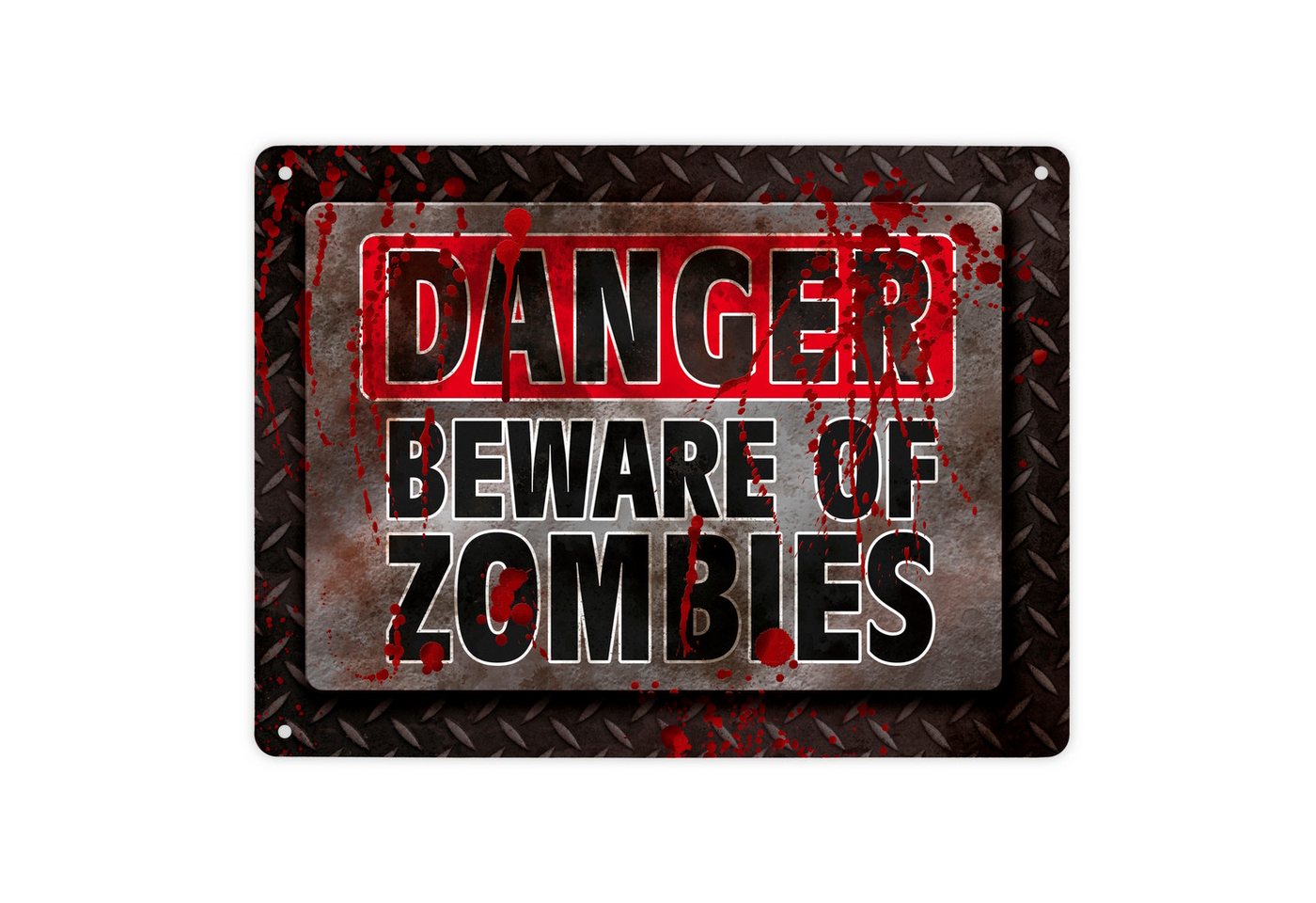 speecheese Metallschild Metallschild XL mit Spruch: Danger Beware of zombies Schild von speecheese