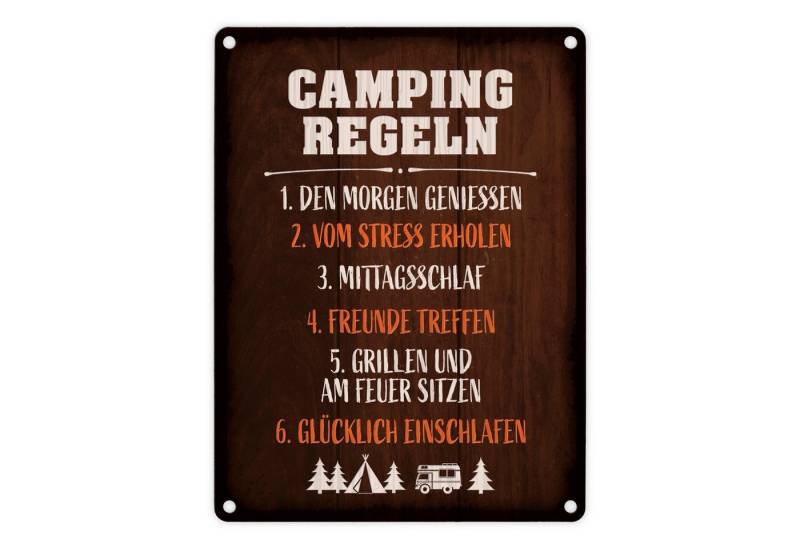 speecheese Metallschild Camping Regeln Metallschild im rustikalen Stil Campingwagen Zelt von speecheese