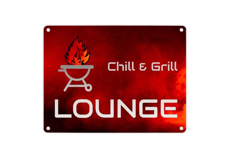 speecheese Metallschild Chill & Grill Lounge Metallschild in 15x20 cm mit Spruch von speecheese