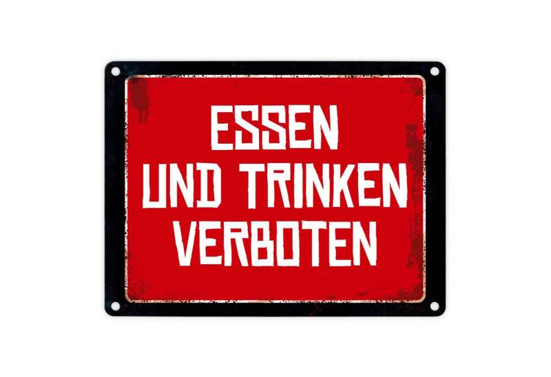 speecheese Metallschild Essen und Trinken verboten Warn Hinweisschild im Used Look Warnschild von speecheese
