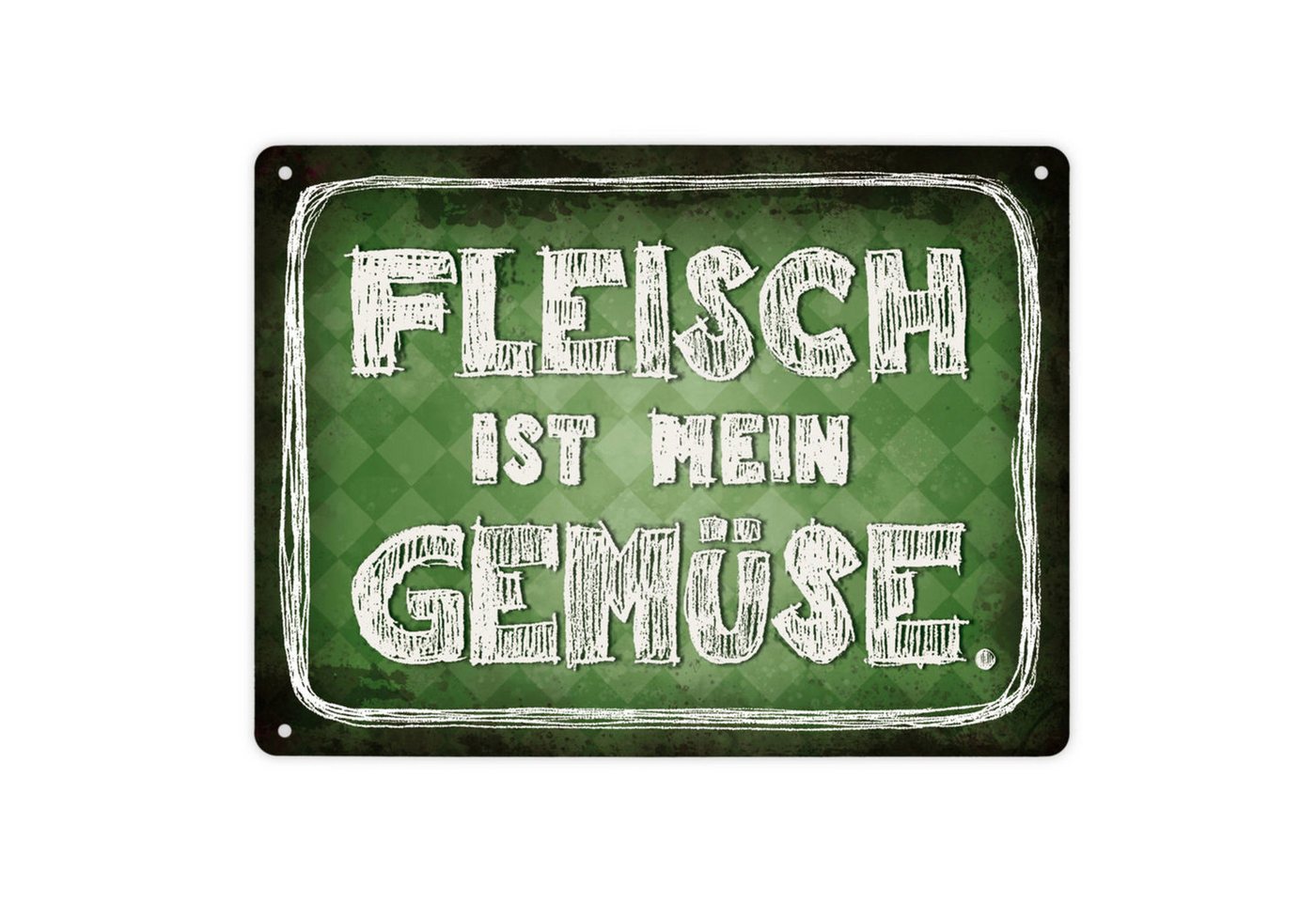 speecheese Metallschild Metallschild XL mit Spruch: Fleisch ist mein Gemüse Schild Blechschild von speecheese