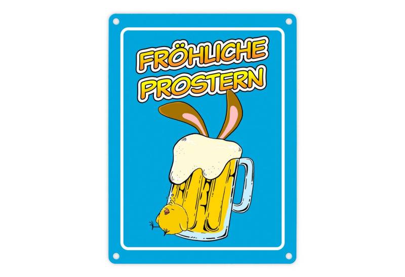 speecheese Metallschild Fröhliche Prostern Metallschild in 15x20 cm mit Bierkrug von speecheese