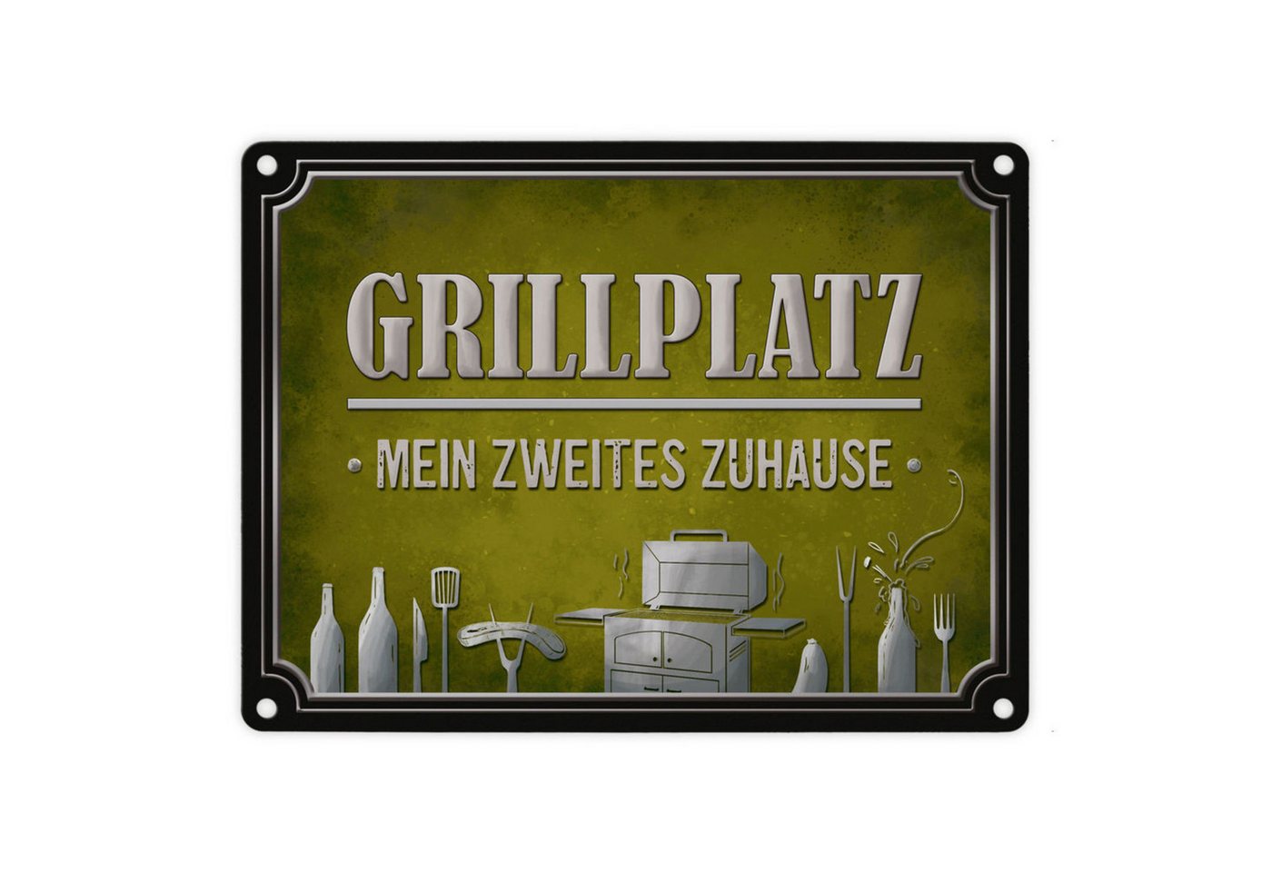 speecheese Metallschild Grillplatz mein zweites Zuhause Metallschild in grün Grill grillen speecheese Metallschild Grillplatz mein zweites Zuhause Metallschild in grün Grill grillen von speecheese